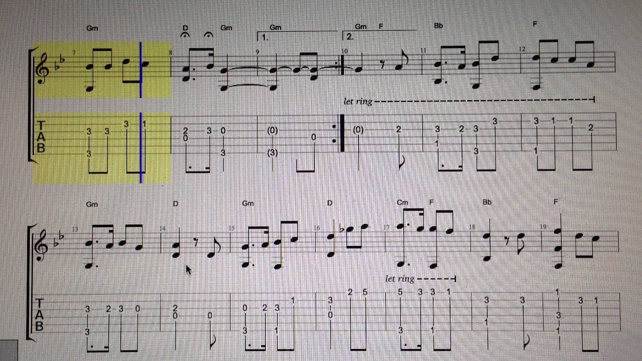 Ack V&auml;rmland, Du Sk&ouml;na   Melodisk mollskala   Tab Face Guitar by Alvaro Ferreira Pinto   Enjoy!