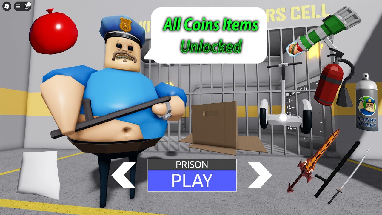 BARRY'S PRISON RUN! (OBBY) - All 10 Items Bought with Coins Unlocked - All Morphs Unlocked Gameplay