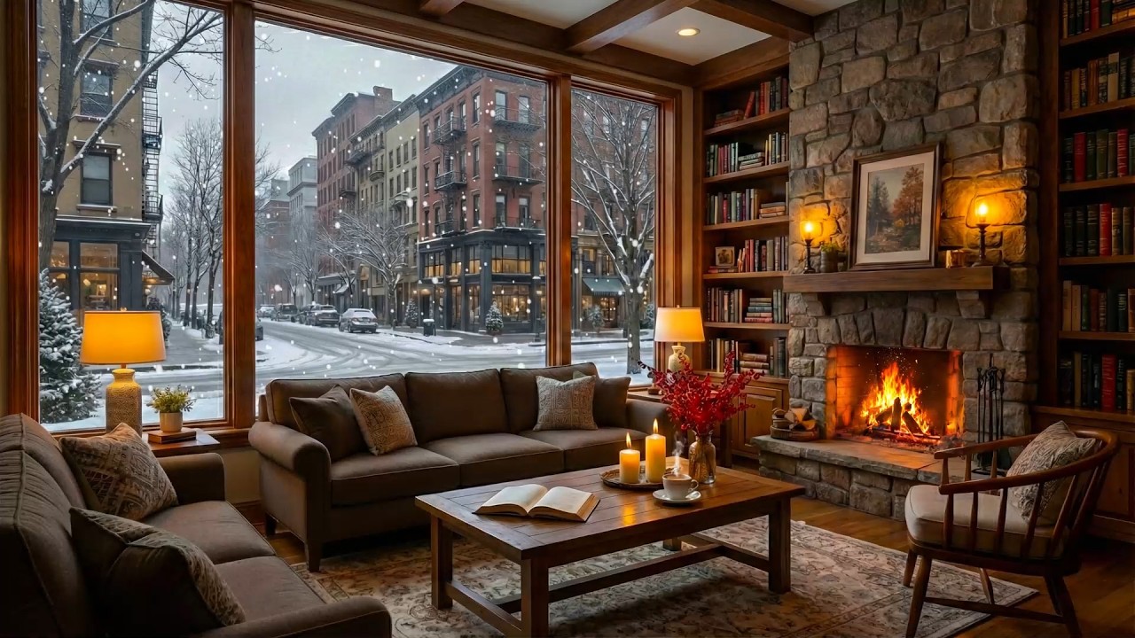 Soft Winter Jazz in Cozy Coffee Shop Ambience ☕ Relaxing Jazz Background Music for Work, Unwind