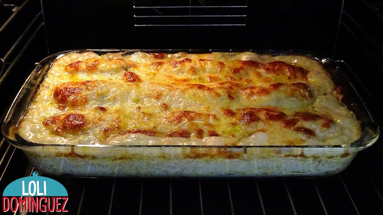 POLLO RELLENO CON VERDURAS AL HORNO CON SALSA BECHAMEL. Loli Domínguez - Recetas. Paso a paso.