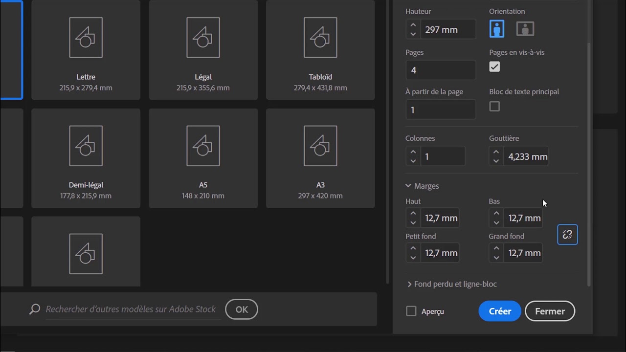 Créer un nouveau document avec InDesign CC 2020