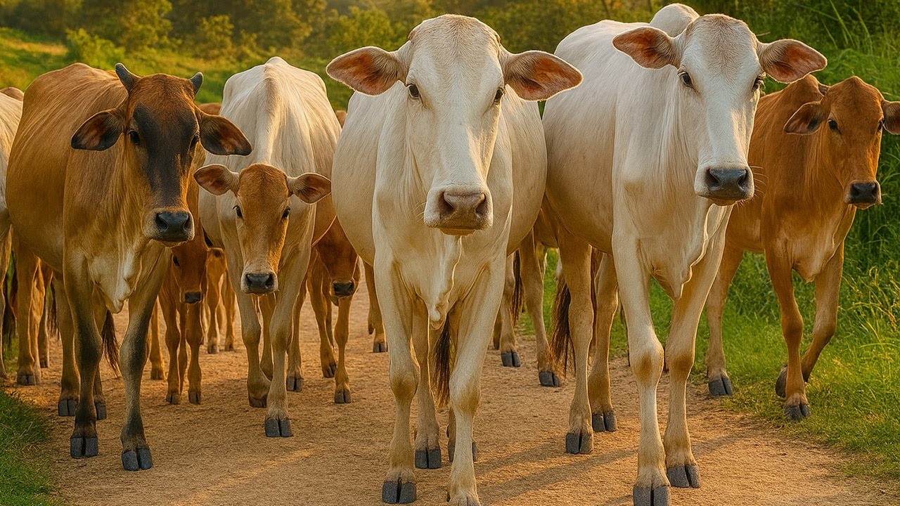 Suara sapi lembu Berjalan di lumpur memanggil kawan untuk pulang ke kandang - Bunyi sapi Lembu