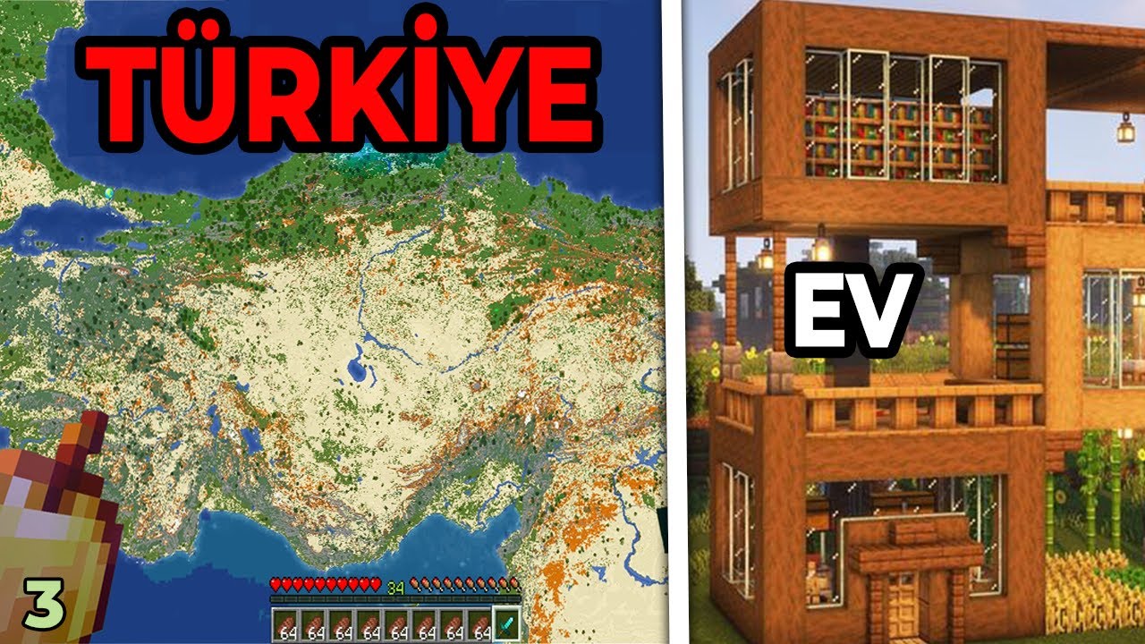 Ger&ccedil;ek D&uuml;nya Haritasında T&uuml;rkiye'de EV YAPTIM!! | Minecraft Towny #3 - Minecraft Server Tanıtımı