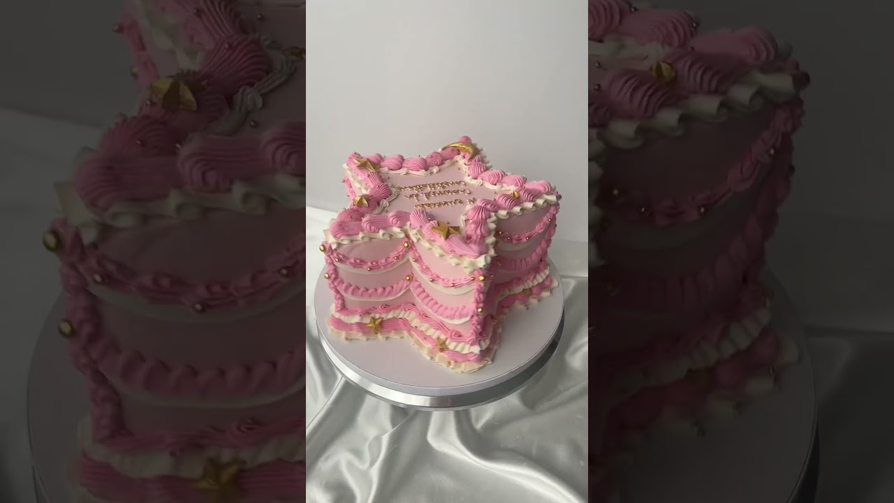 Princess themed star cake! 👑💗 #cake #cakedecorating #starcake #cakedesign #birthdaycake