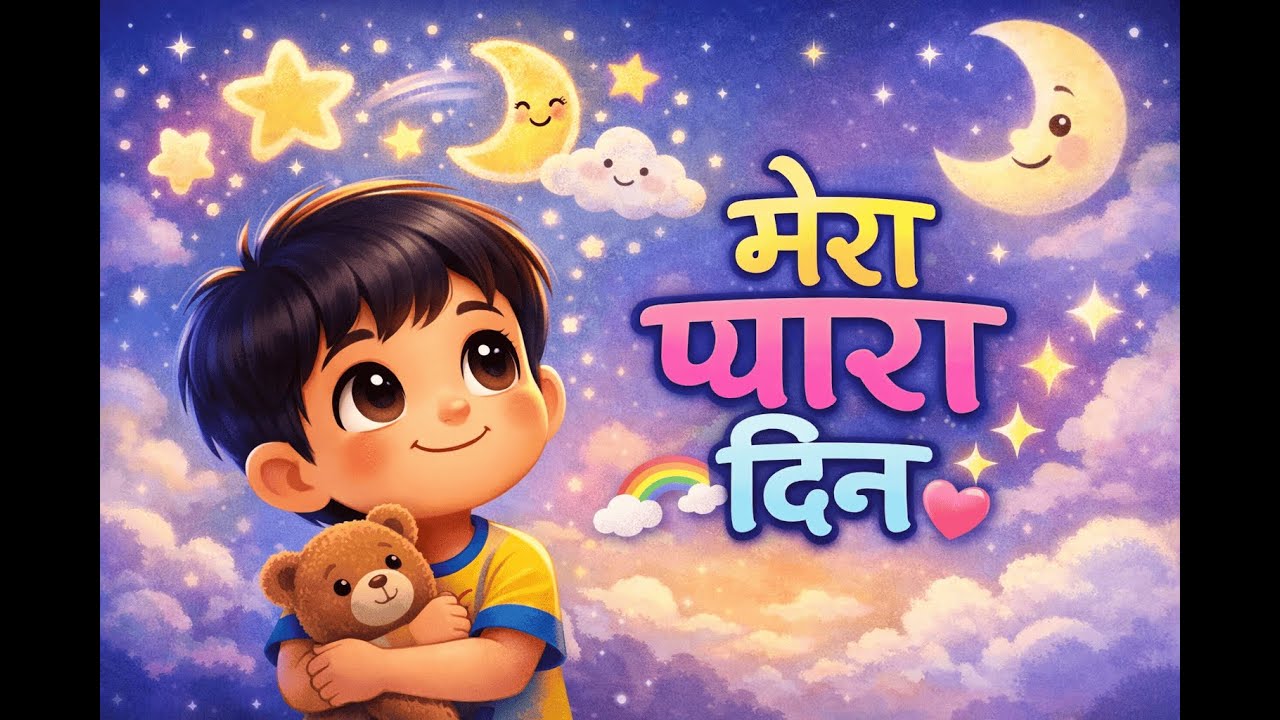 मेरा प्यारा दिन 🌙 | Happy Bedtime Song for Kids | Hindi Rhymes | Giggly Galaxy Gang