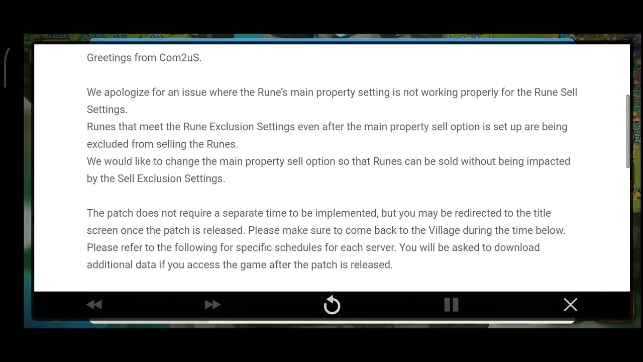 🎉💎[Info] Rune Sell Exclusion Error and Patch Notice💎🎉 -Summoners War
