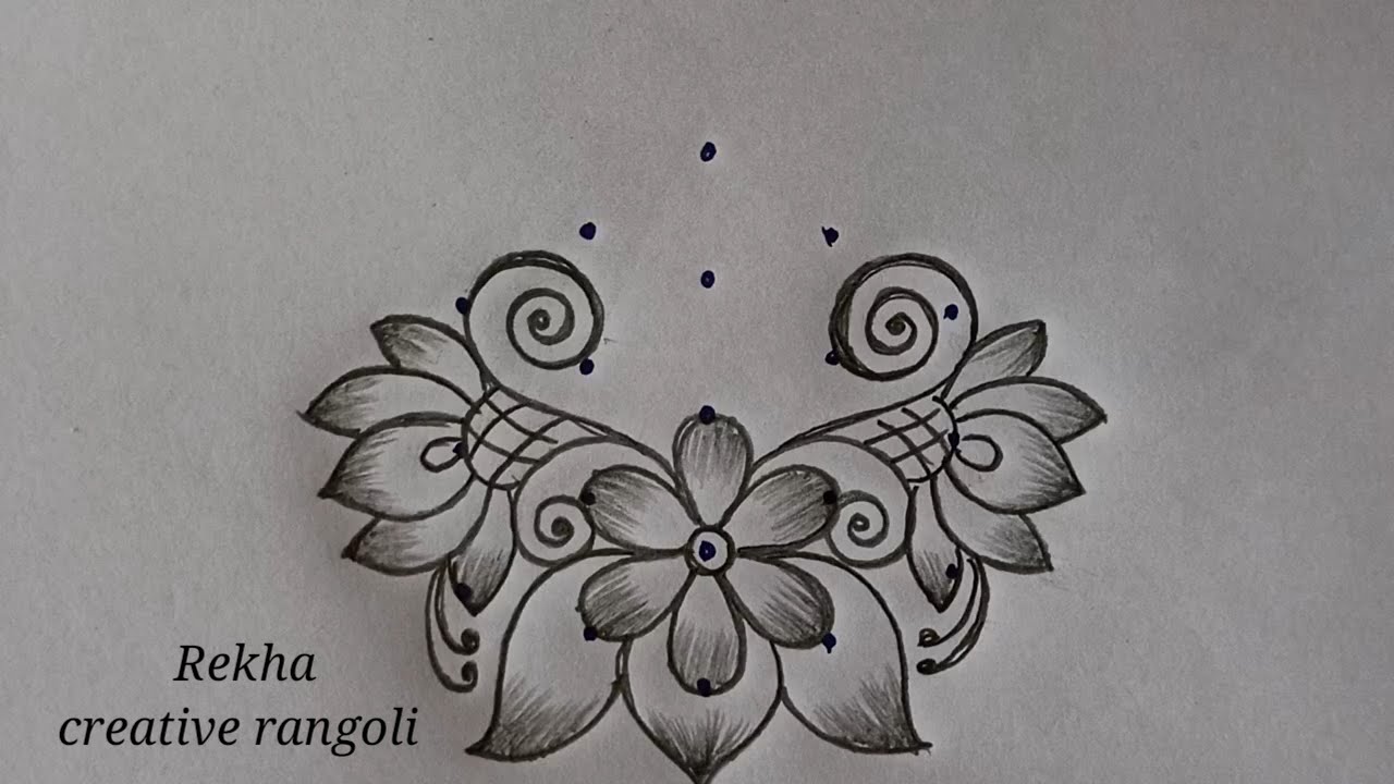 creative flower rangoli (5*3) | simple poo kolam | Lotus flower rangoli @rekhacreativerangoli
