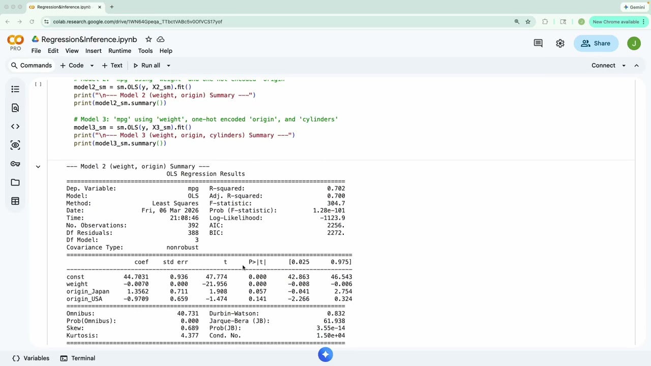 Statistical Inference with Regression