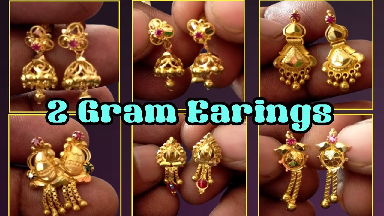2 Gram Gold Earings Jimikki With Weight | Handmade Gold Earrings