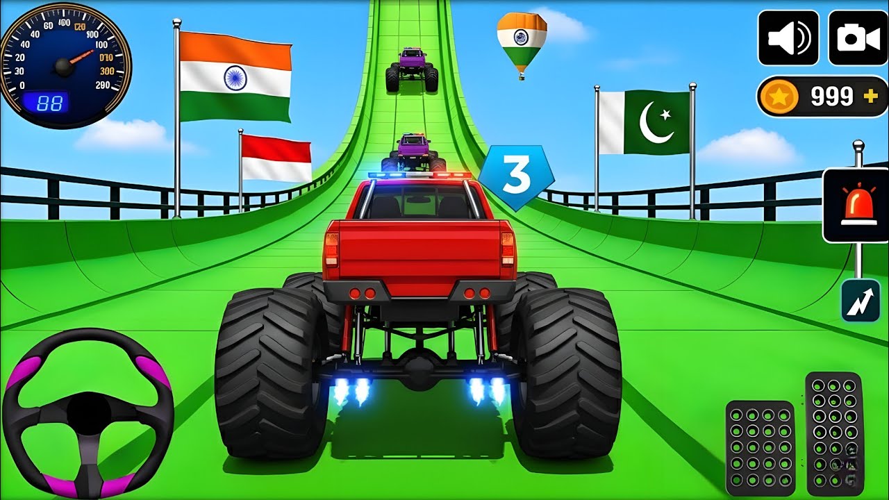 Mega Ramp Monster Car Racing 3D - Extreme Car Stunts - Android Gameplay