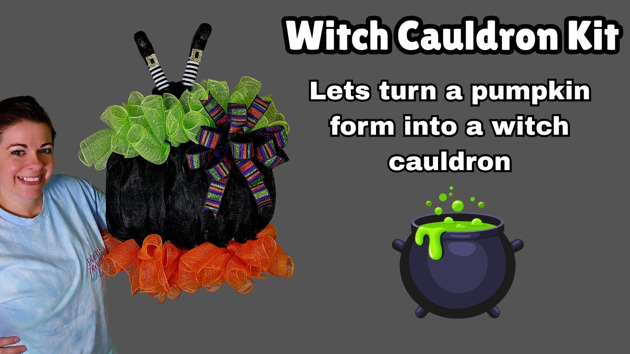 How to make a witch cauldron wreath using a kit from Creek Road