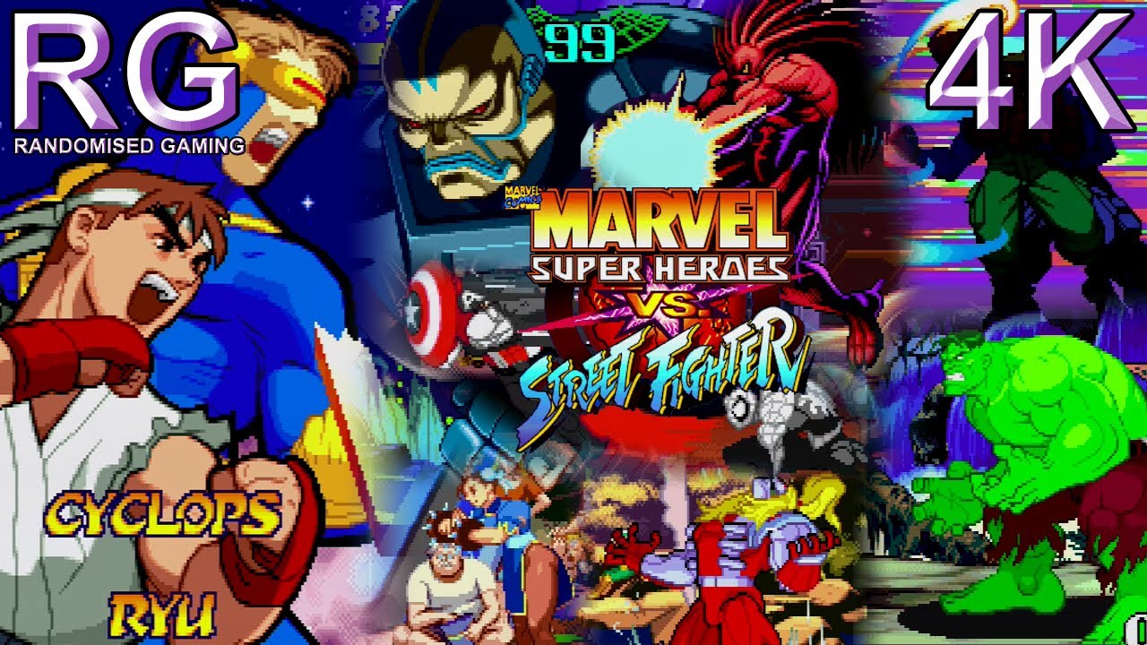 Marvel Super Heroes vs. Street Fighter - SEGA Saturn - Survival mode full playthrough [UHD 4K60]