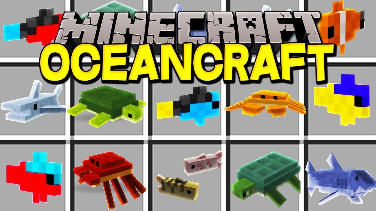 Minecraft OCEANCRAFT MOD! | 50+ NEW SHARKS, WHALES, FISH, & MORE! | Modded Mini-Game
