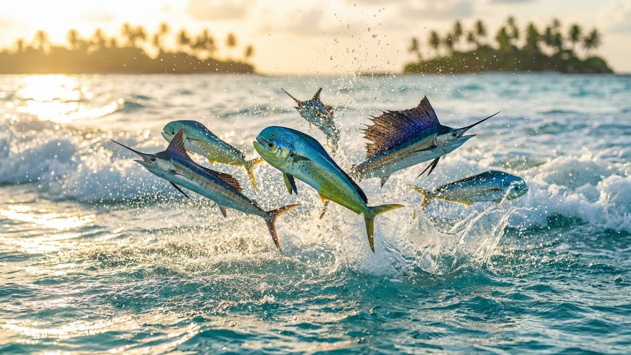 Ocean Wildlife 4K 🌊 Fish Jumping Out of Water | Relaxing Ocean Sounds (No Music)