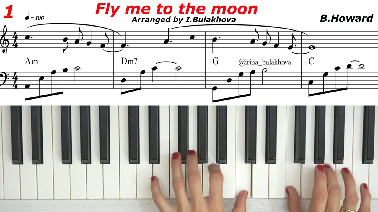 FLY ME TO THE MOON Piano easy version Tutorial How to play IN OTHER WORDS Frank Sinatra Bart Howard