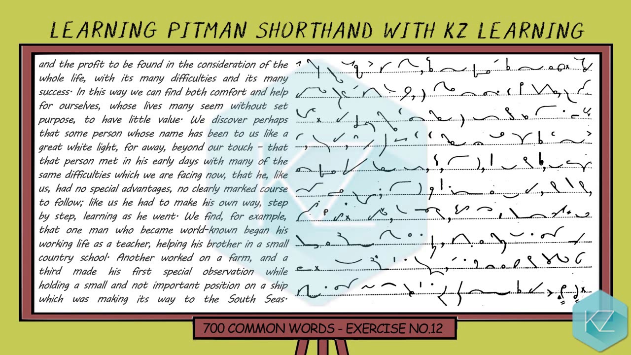 Exercise No.12 @ 100 WPM | 700 Common Words | Pitman Shorthand Dictation |  KZ Learning