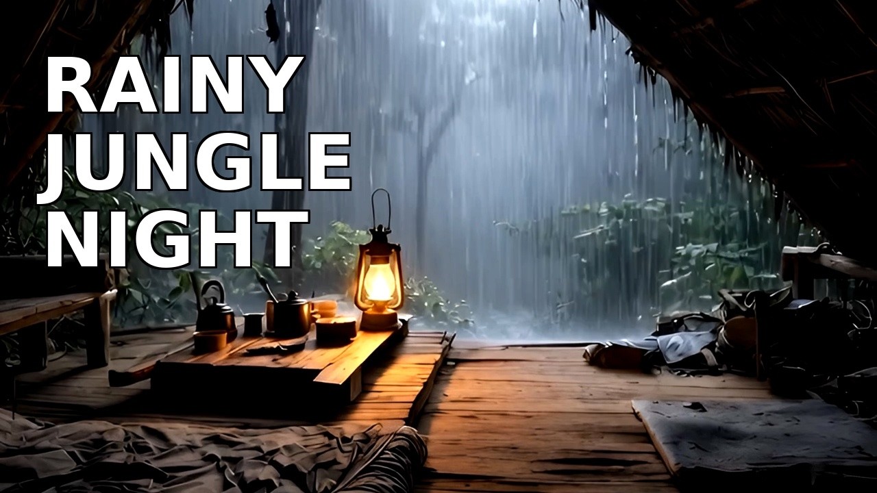 Rain in Forest Cabin at Night 🌧️ Cozy Lantern | 3 Hours Rain Sounds for Sleep