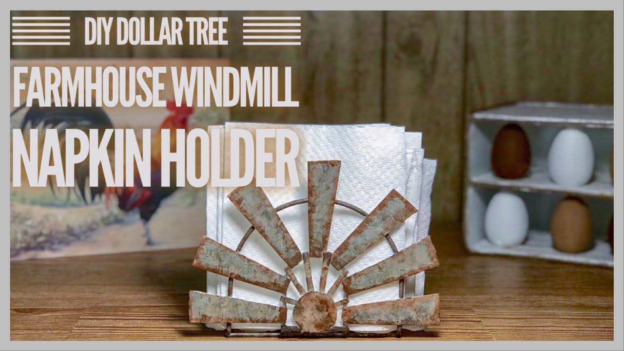 DIY Dollar Tree Farmhouse Windmill Napkin Holder - Budget Friendly Rustic Kitchen Decor DIY