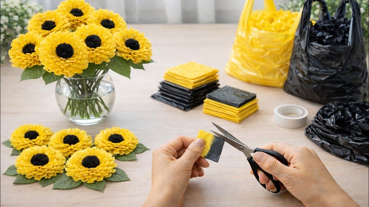 DIY Recycled Plastic Flowers | Easy Plastic Bag Crafts