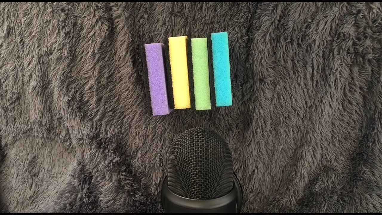 Squeezing, rubbing, scratching and tearing scour sponges (no talking) | ASMR