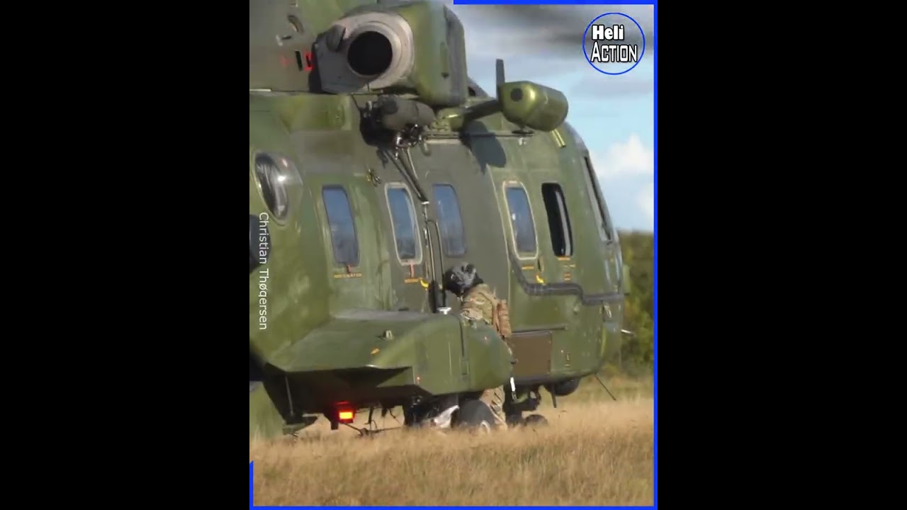 EH101 Merlin Helicopter take off and tactical refueling
