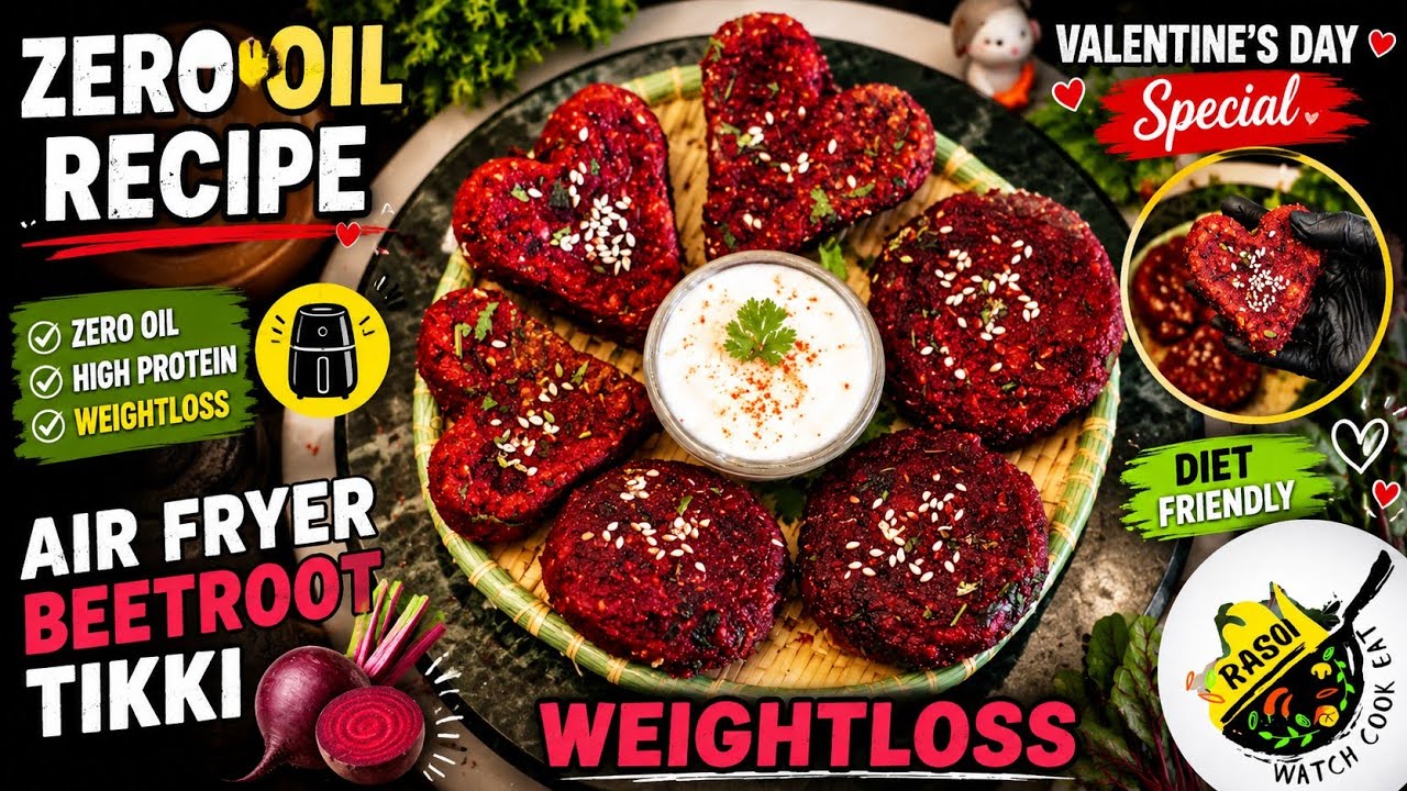 Air Fryer Beetroot Tikki | Weightloss | Zero Oil | Rasoi | चुकंदर आलू टिक्की | Cutlet | Healthy Diet
