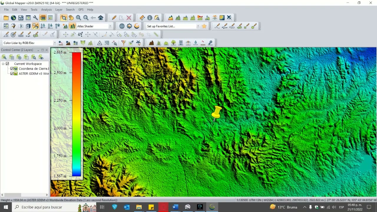 Delimitacion de cuenca hidrográfica mediante el software Global Mapper con datos del INEGI