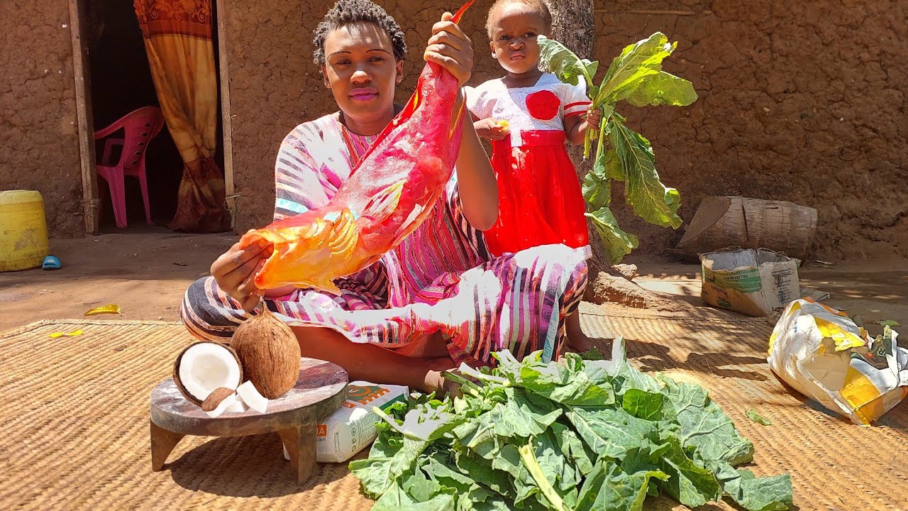 Cooking African Village food/Giriama Coconut Fish Curry with Vegetables/African Village life