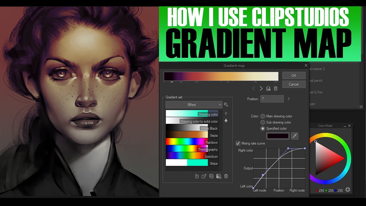 How I use  the gradient map feature in Clipstudio Paint