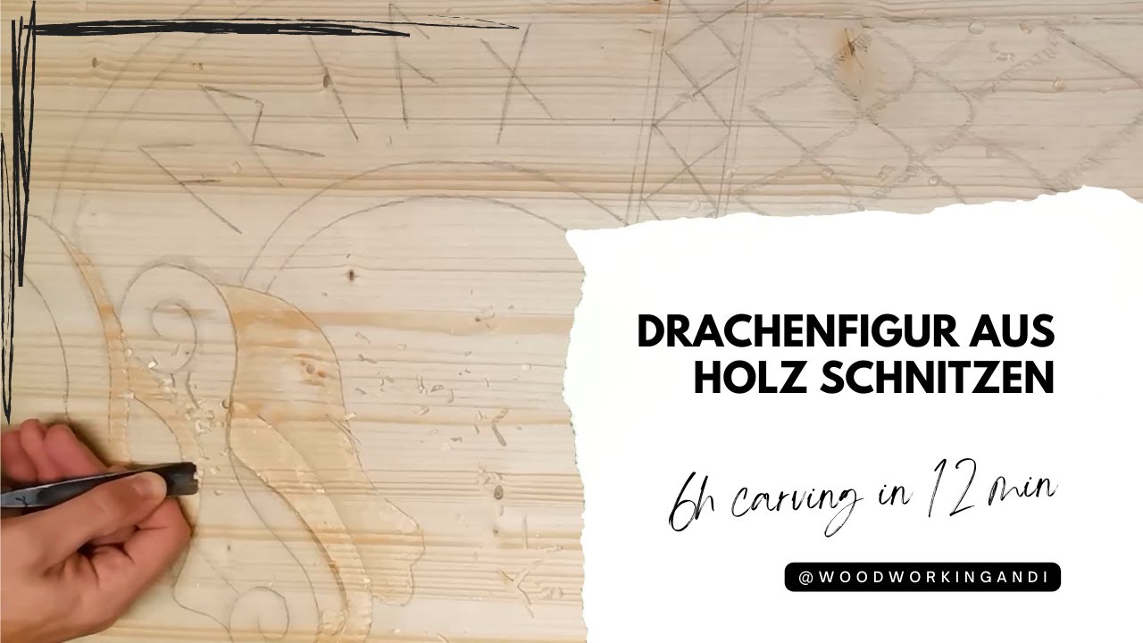 Figur aus Holz schnitzen (6h in 12 min)/ wood carving dragon