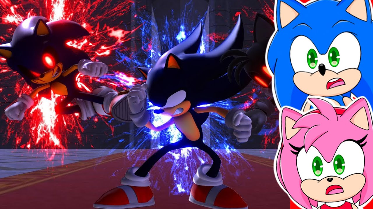 Sonic and Amy watch Dark Sonic V.S. Sonic.EXE and Tails.EXE - Part 3 [Animation] ソニック v. ソニック
