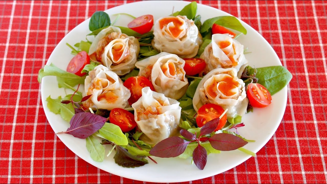 How to Make Rose Gyoza Dumplings (Ebi/Shrimp/Prawn Filling Recipe) | OCHIKERON | Create Eat Happy :)
