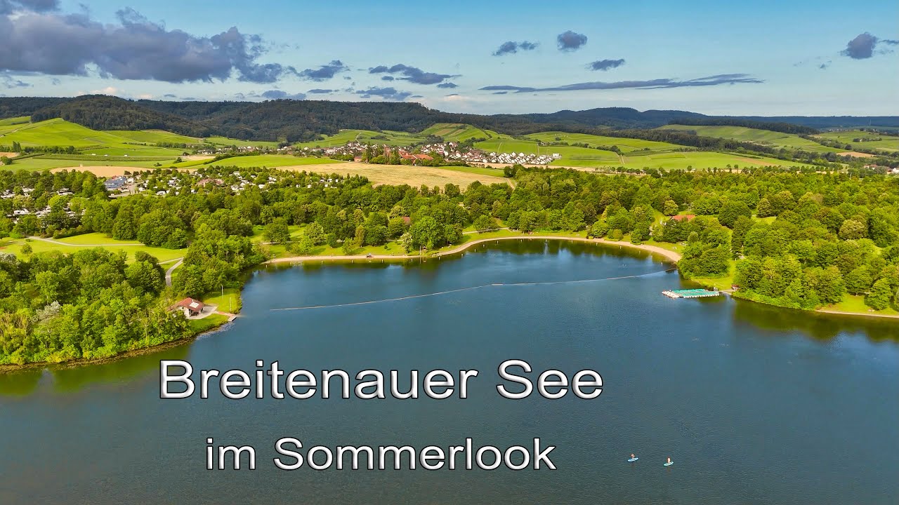 Breitenauer See im Sommerlook, Badesee, Freizeitgestaltung, 4K, DJI Air3