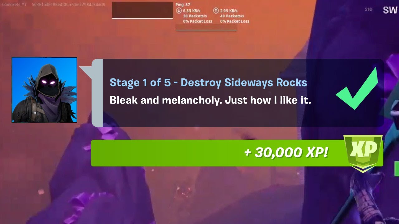 Destroy Sideways Rocks Fortnite
