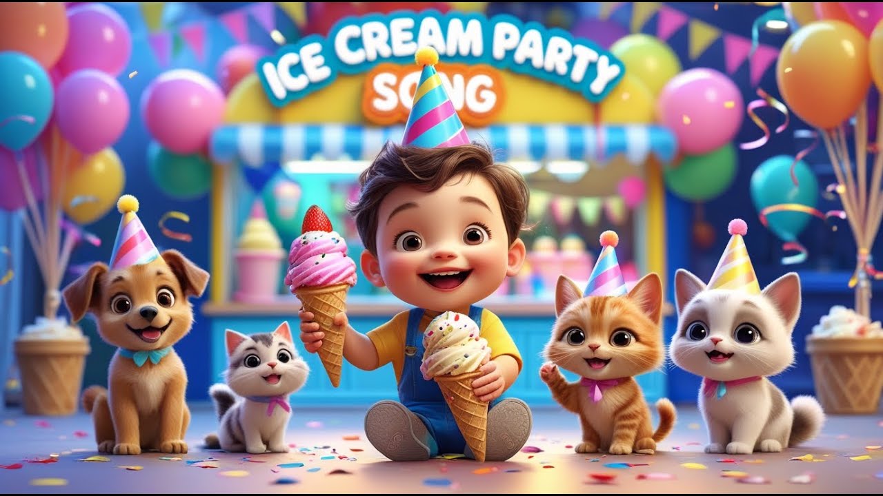 Ice Cream Party Song for Kids | Fun Nursery Rhyme for Toddlers #englishsongs #songs #cocomelon