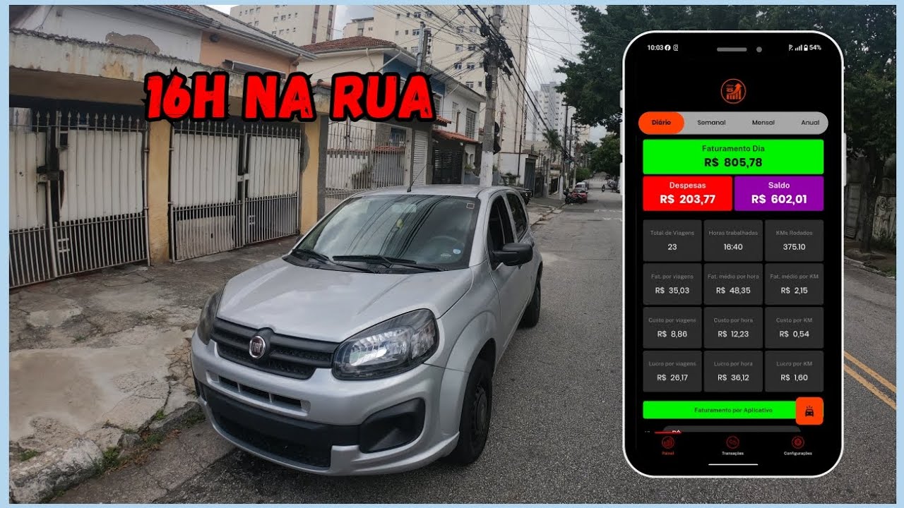 Trabalhei 16h com um Fiat Uno e passei dos R$800 🤯💼