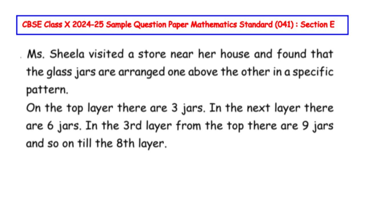 Ms. Sheela visited a store near her house and found that the glass jars are arranged one above the..