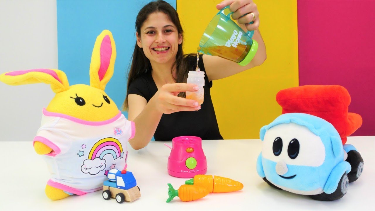Kamyon Leo ile oyun videosu. Tavşan Lucky için havuçlu smoothie! Eğitici çocuk oyunu