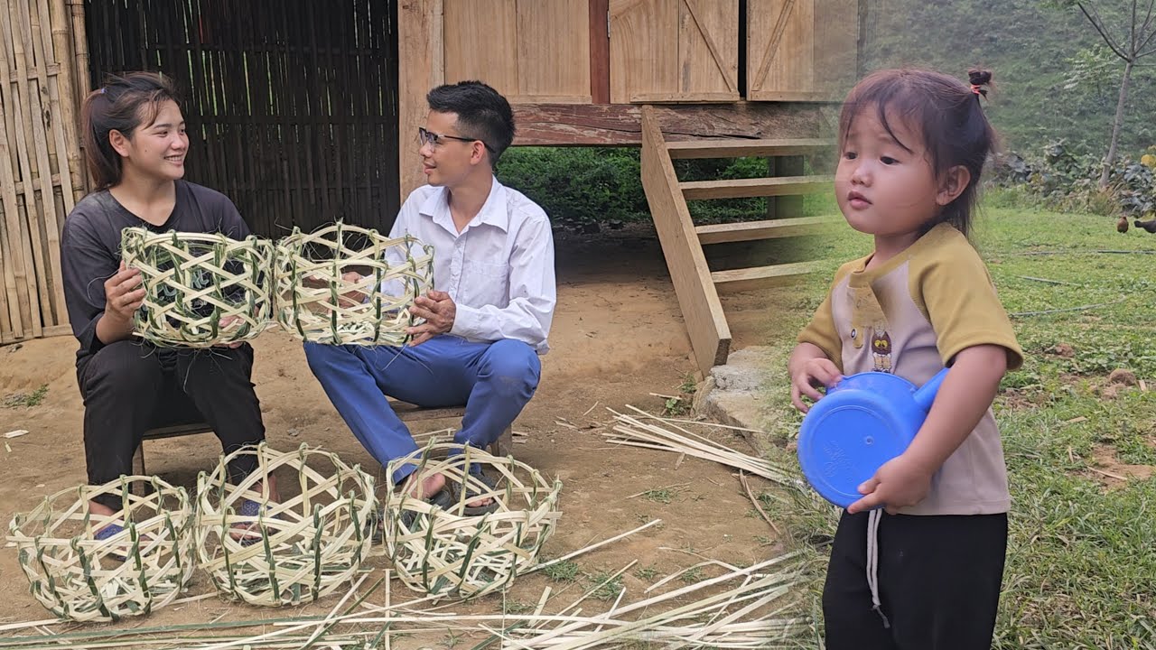 The engineer and the girl's mother weave baskets for the hen to lay eggs, mother and daughter