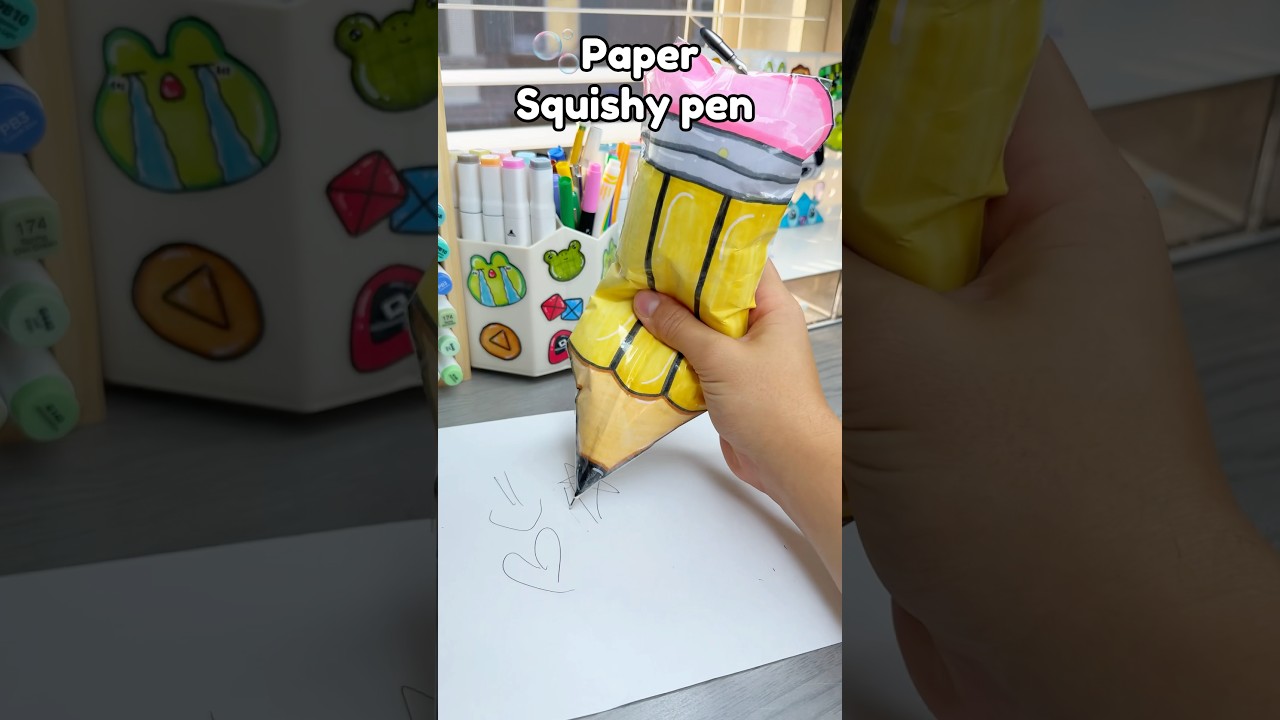 🖊️DIY giant squishy pen😉!￼ #cute #papercraft #papersquishy #diysquishy #cutecrafts #craft #crafts