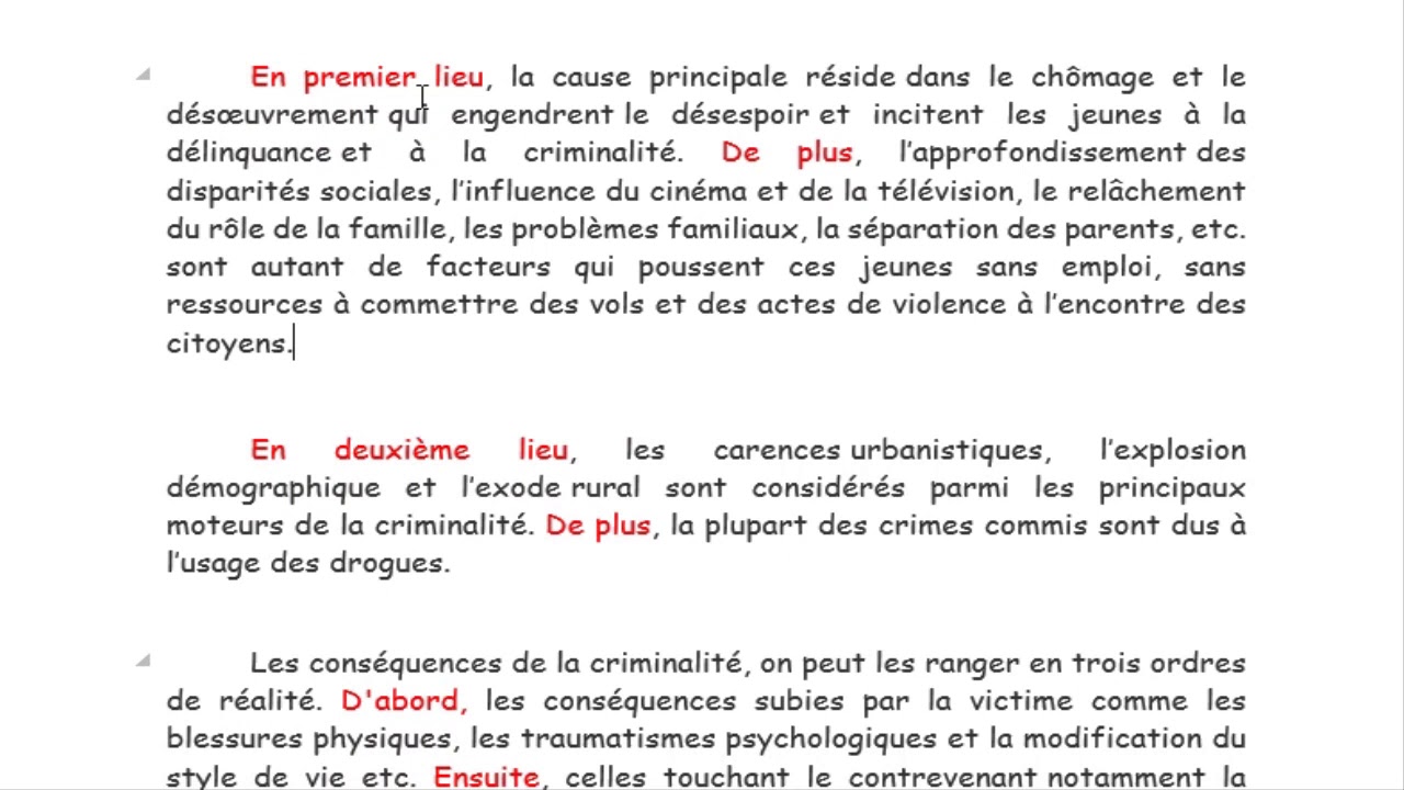 Texte argumentatif sur la criminalité