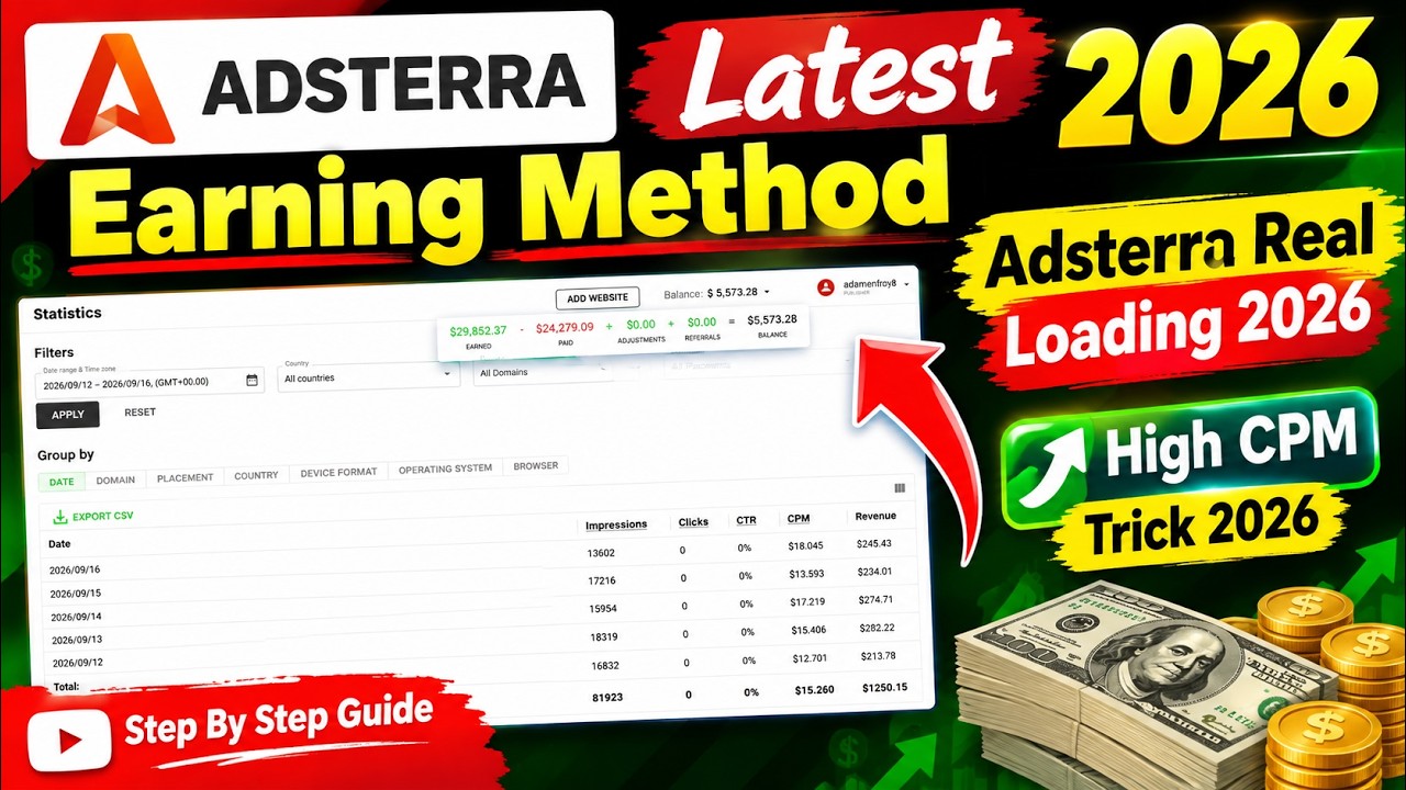 Latest Adsterra Earning Method 2026 | Adsterra Real Loading 2026 | High CPM Trick 2026