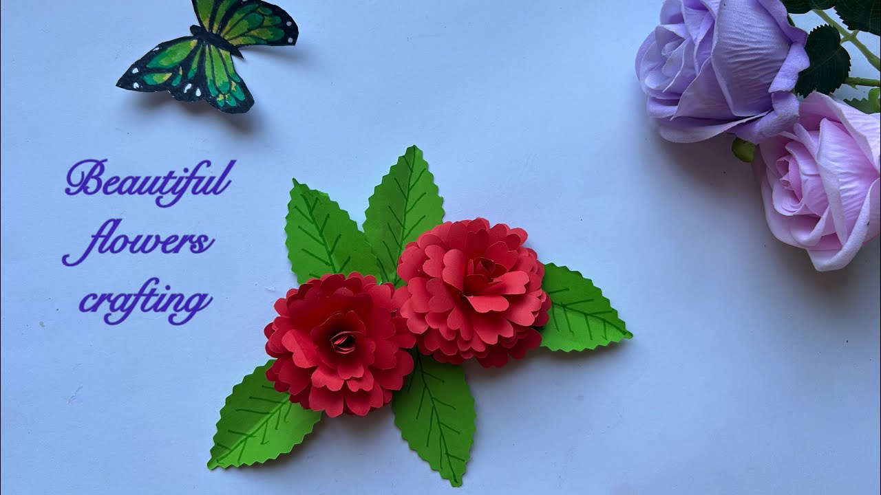 Diy beautiful Red flowers crafting idea 🌺🌿