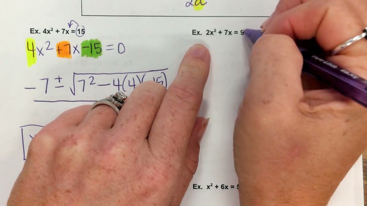 Algebra 10-6 Solving Quadratic Equations with the Quadratic Formula
