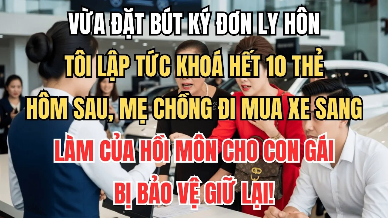 Vừa Ly Hôn, Tôi Khoá Hết 10 Thẻ, Hôm Sau Mẹ Chồng Đi Mua Xe Làm Hồi Môn Cho Con Gái Bị Giữ Lại