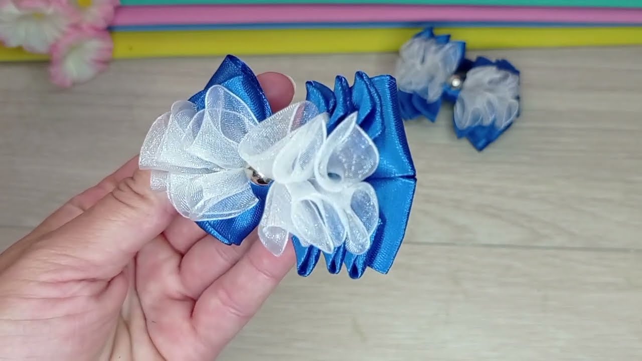 DIY/ 🎀 Превосходная идея нежных бантиков для малышек / Бантики из атласа и органзы