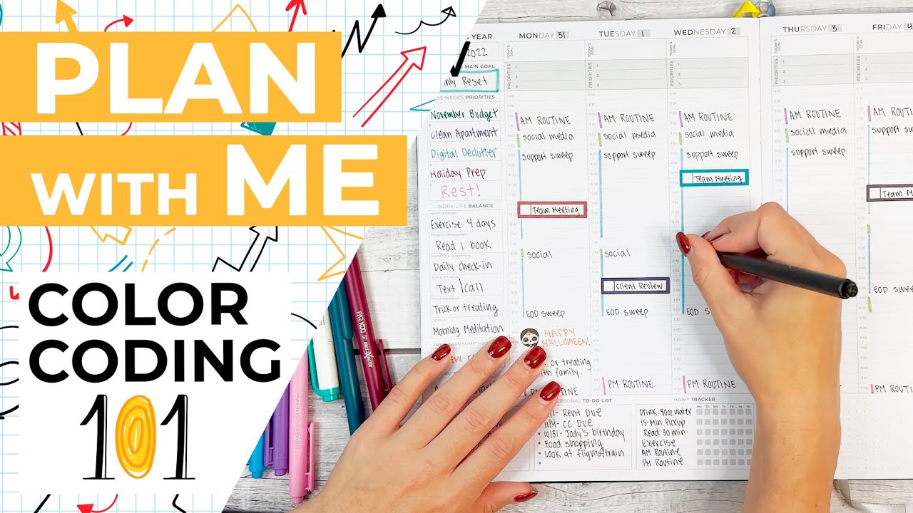 Plan with Me - Planner Color Coding ft. Clever Fox Hourly Planner PRO