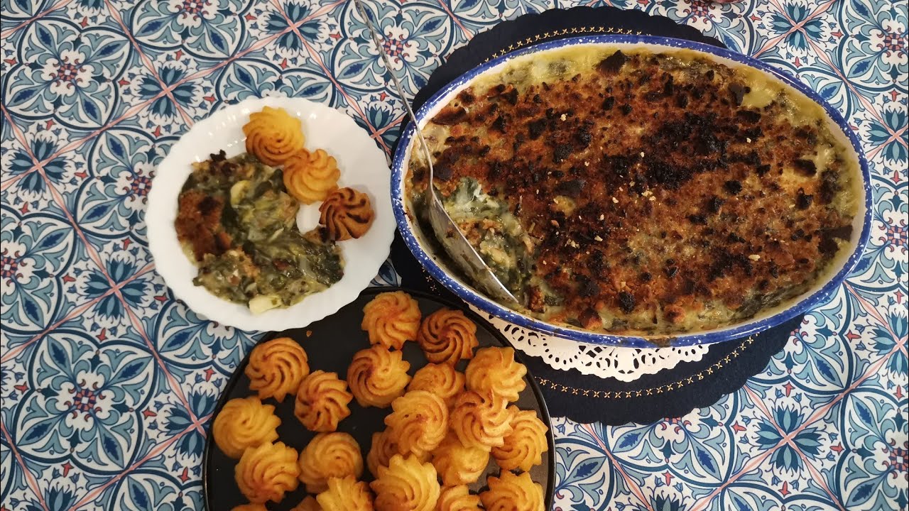 Bacalhau com broa e espinafres