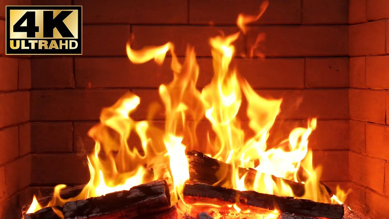 🔥 Cottage fireplace ambience. 4K UHD Fireplace video for Sleep. Snow storm sleep sounds fireplace