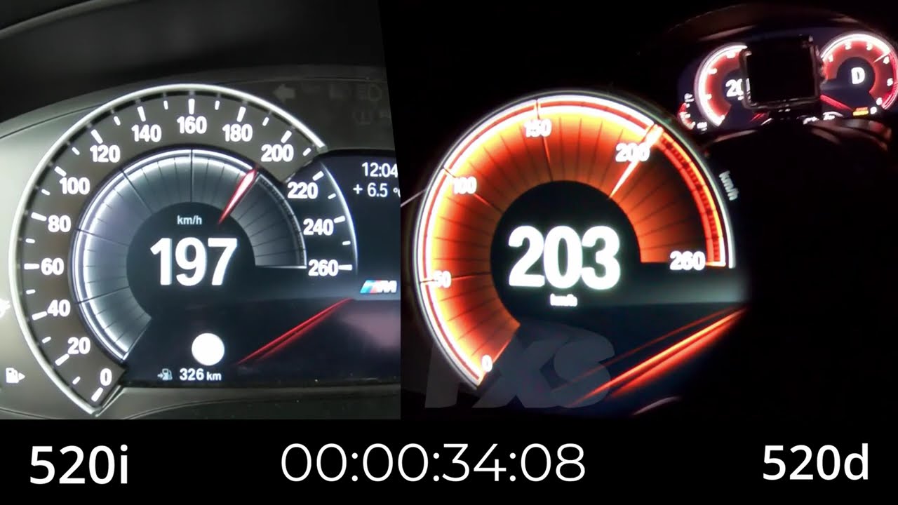 BMW G30 520i vs. 520d | Acceleration Battle to 200 kph